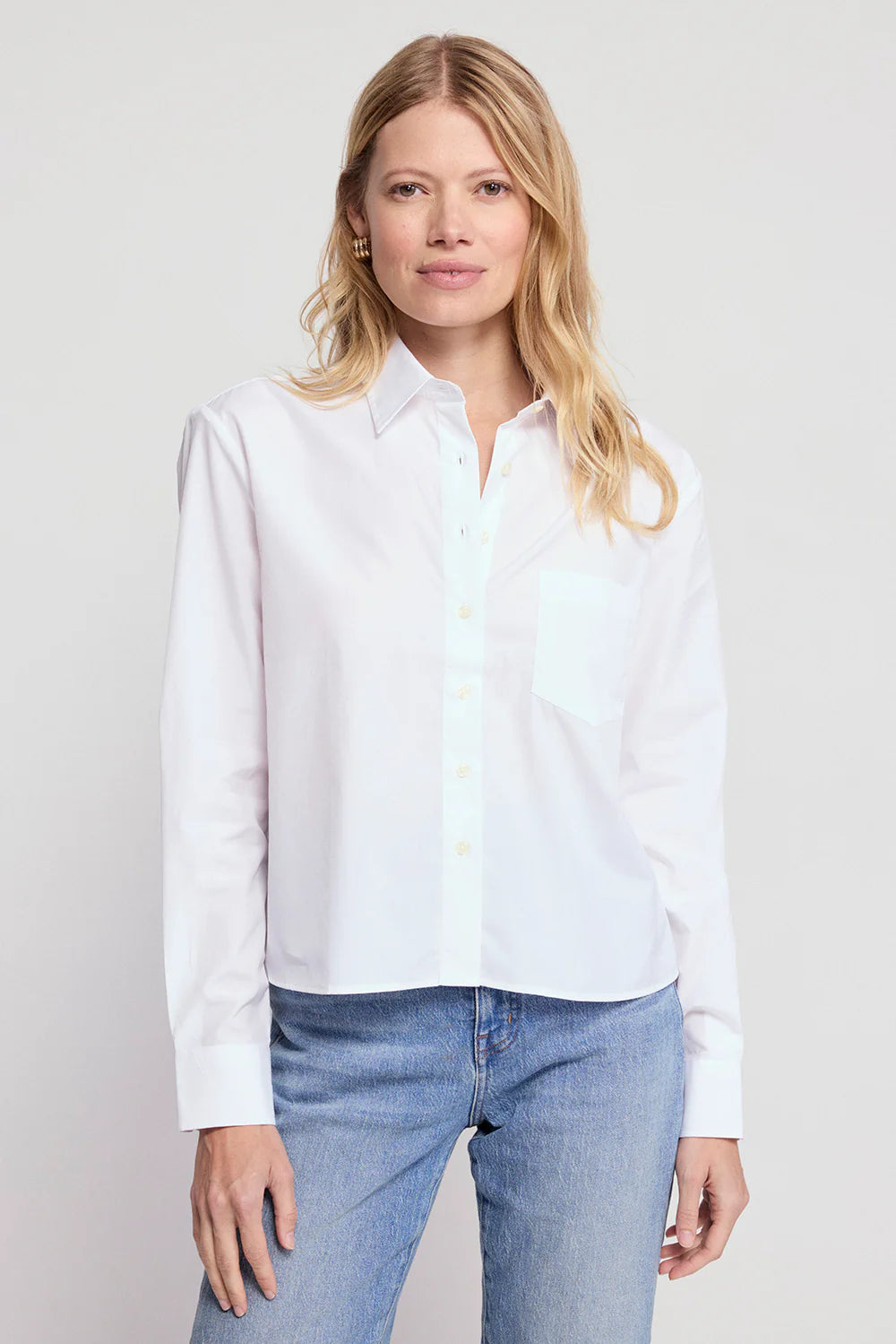 The Shirt by Rochelle Behrens- The LS Boxy Crop, White