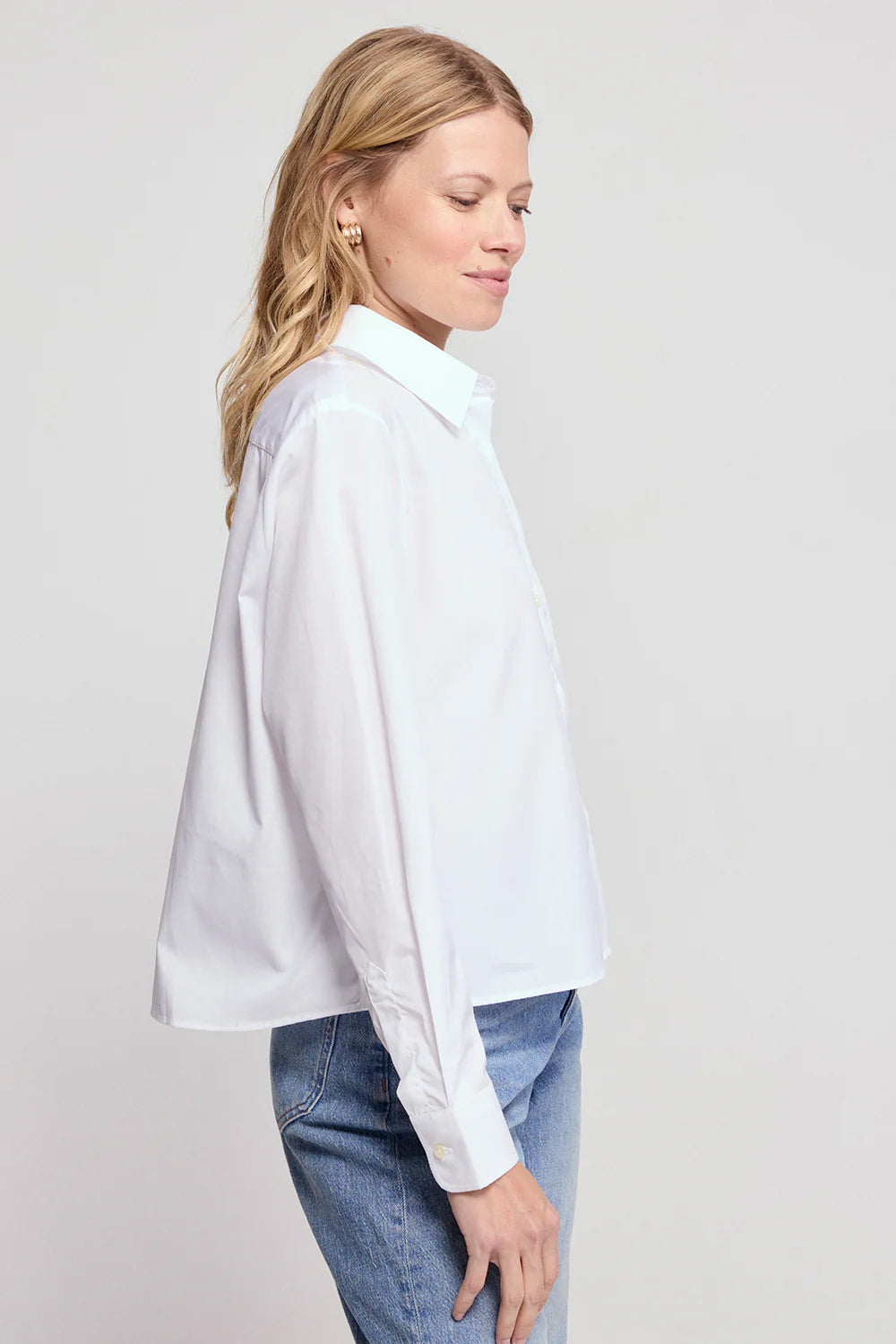 The Shirt by Rochelle Behrens- The LS Boxy Crop, White