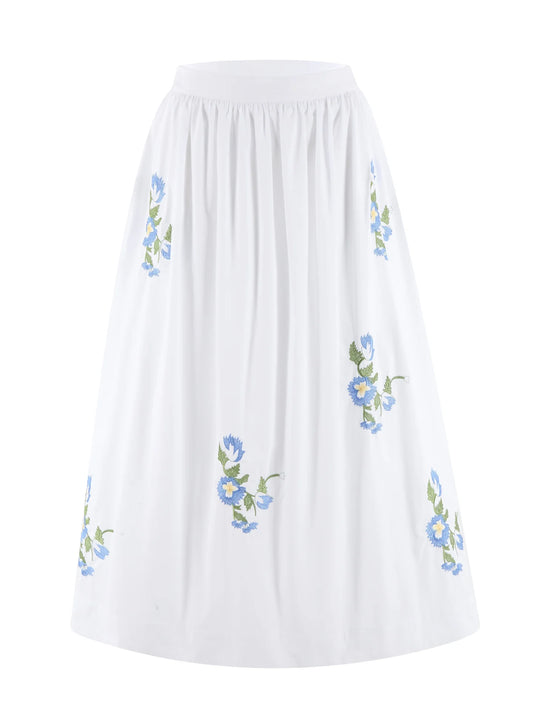 The Shirt by Rochelle Behrens The Lana Skirt White Blue Floral