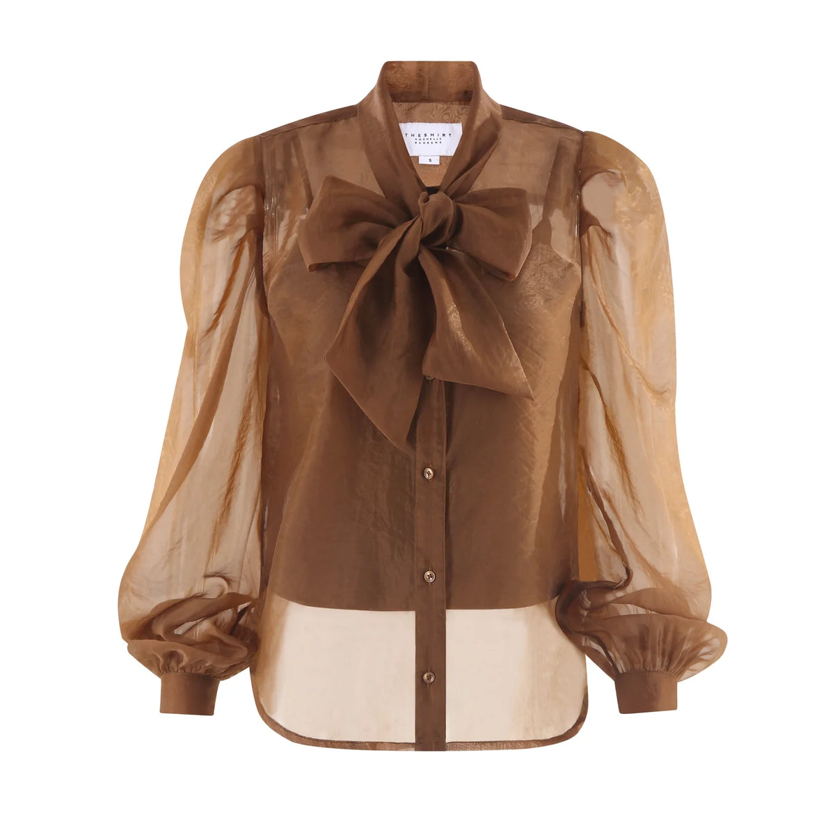 The Shirt by Rochelle Behrens L/S French Bow Shirt, Caramel