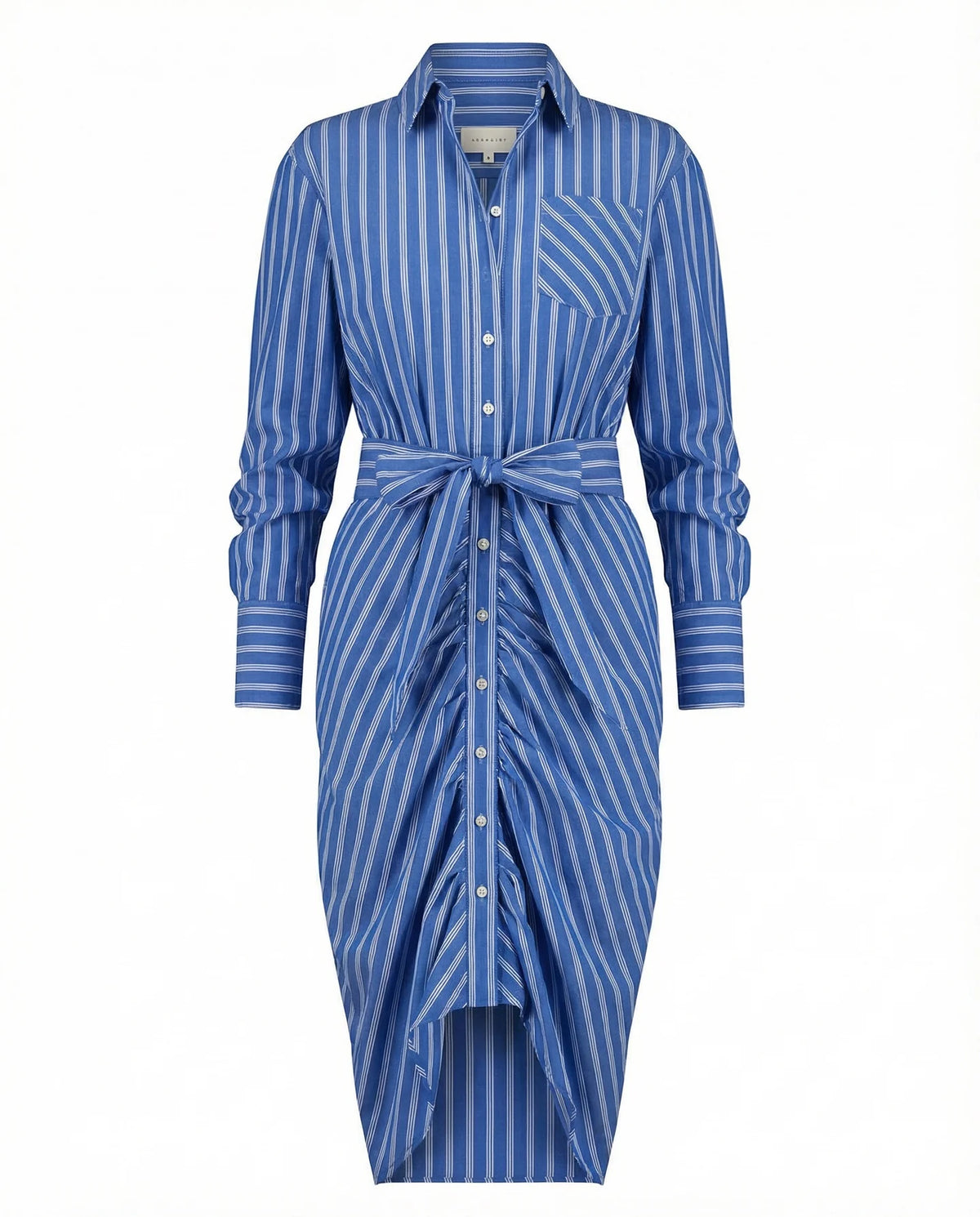 The Shirt by Rochelle Behrens Wrap front dress Royal blue stripe