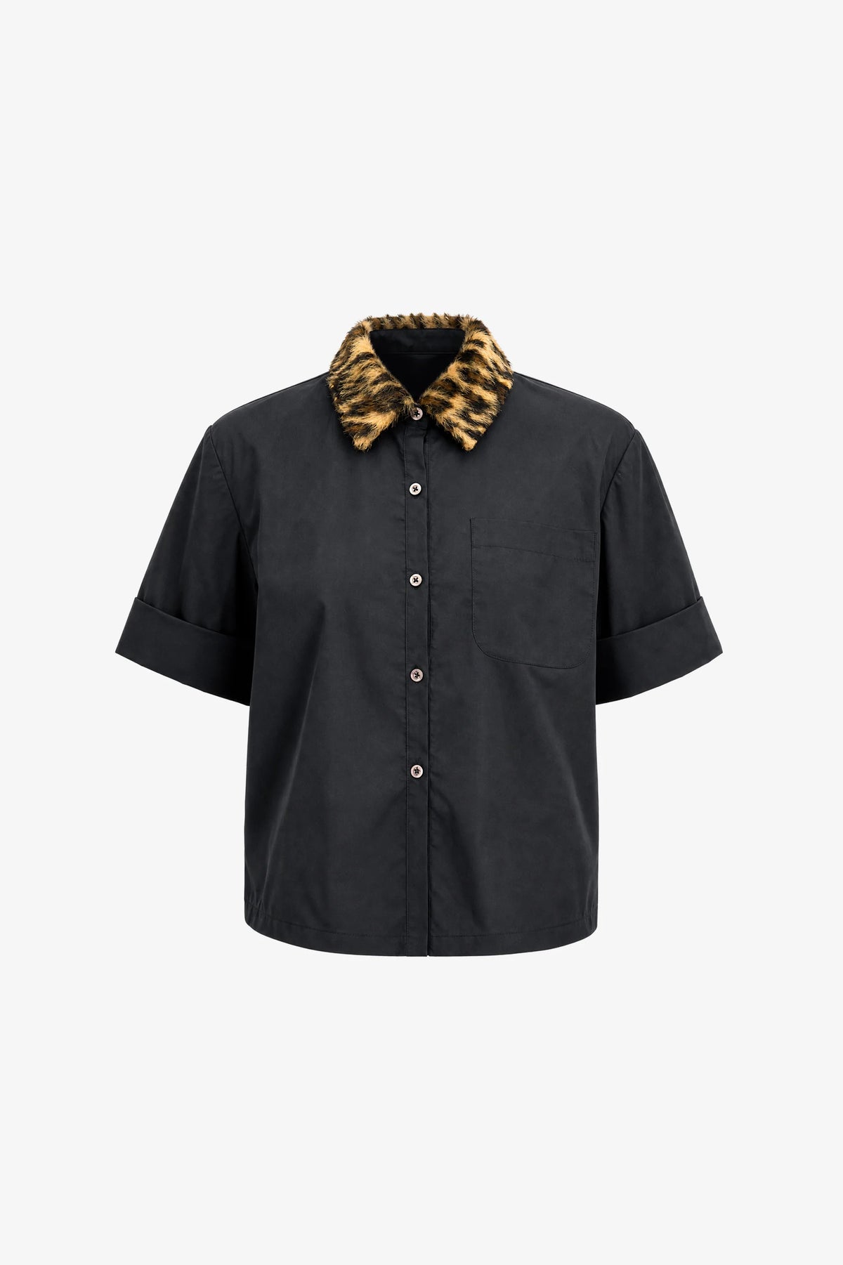 TOCCIN Zadie Combo Cropped Button Down Shirt