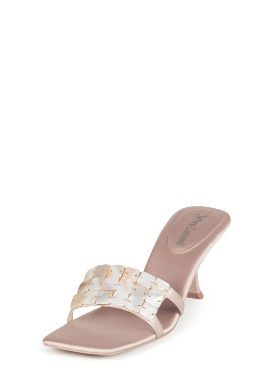 Jeffrey Campbell Abalone Shell Champagne Satin Slide Sandal
