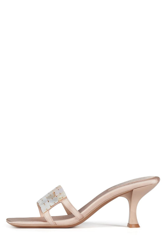 Jeffrey Campbell Abalone Shell Champagne Satin Slide Sandal