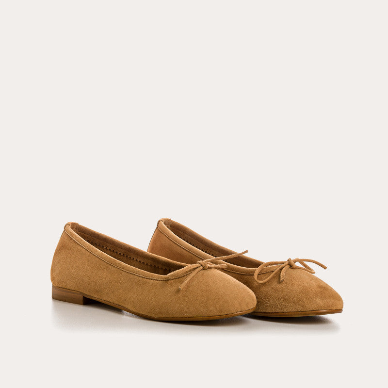 Reqins Carmen Suede CC Ballet Flats, Camel