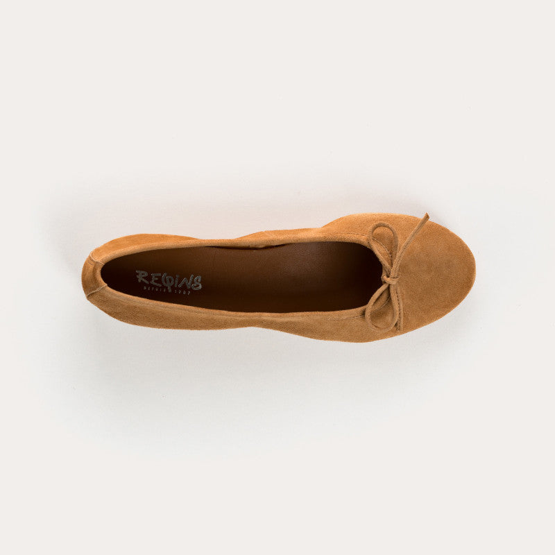 Reqins Carmen Suede CC Ballet Flats, Camel