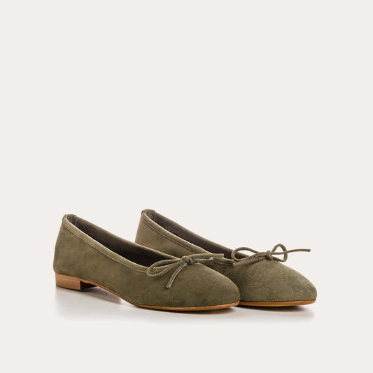 Reqins Carmen Suede CC Ballerinas Flat, Olive