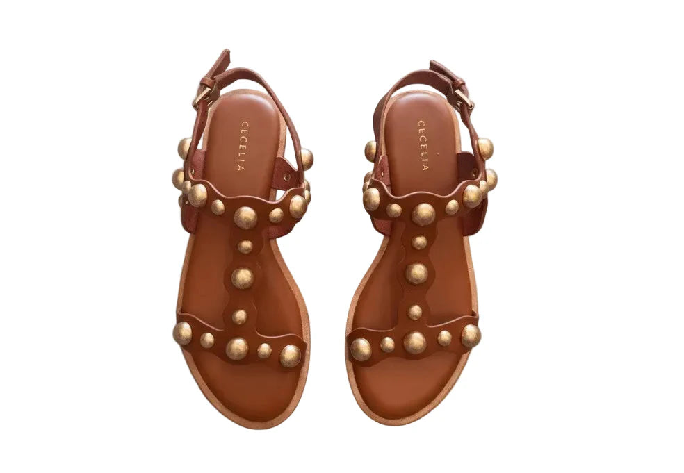Ceceila New York Jetson Studded Sandal in Cognac