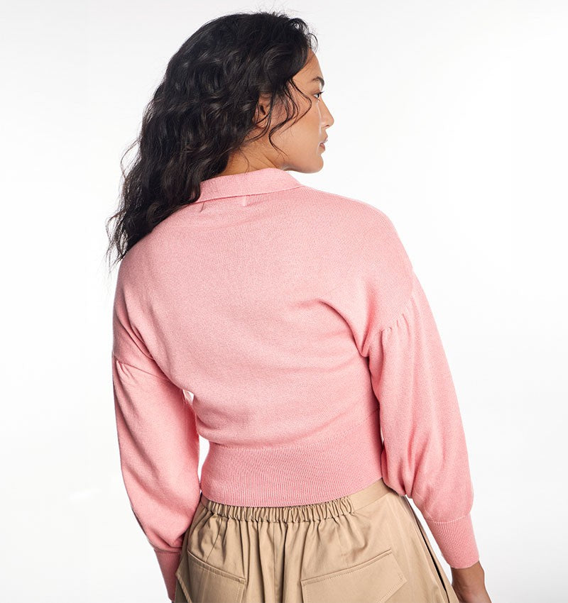 Chie Mihara Katina Jacket Knit Sweater- Pink
