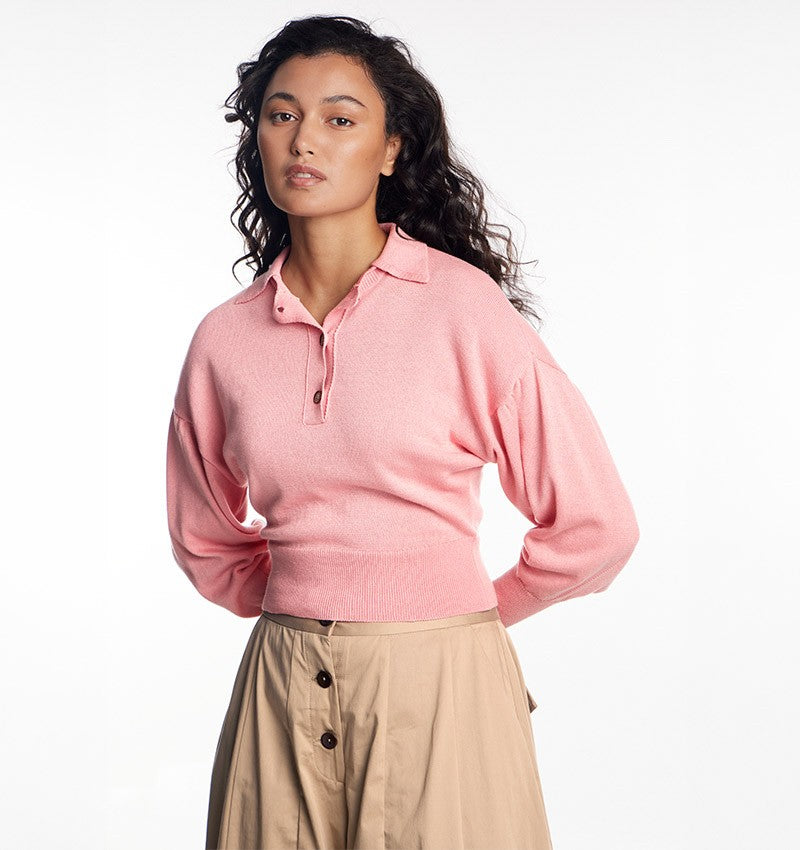 Chie Mihara Katina Jacket Knit Sweater- Pink