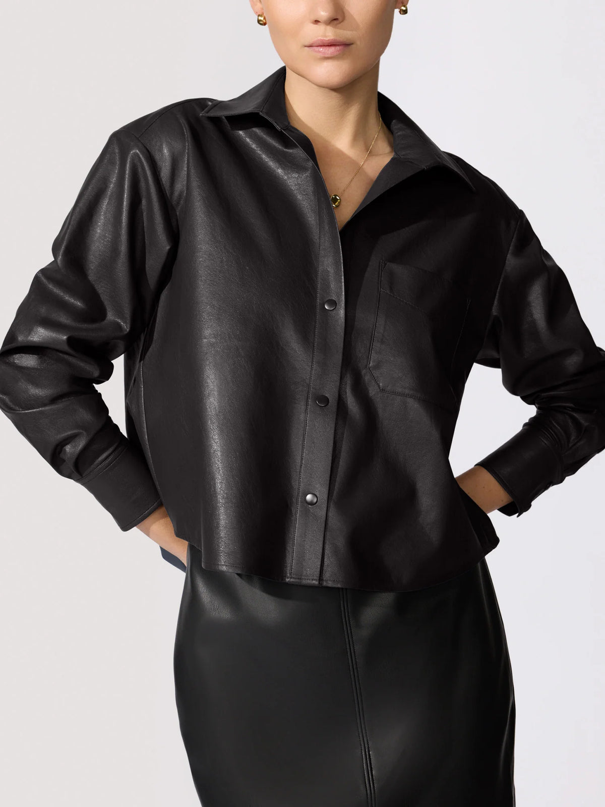 Brochu Walker - The Everyday Cropped Vegan Leather Shirt