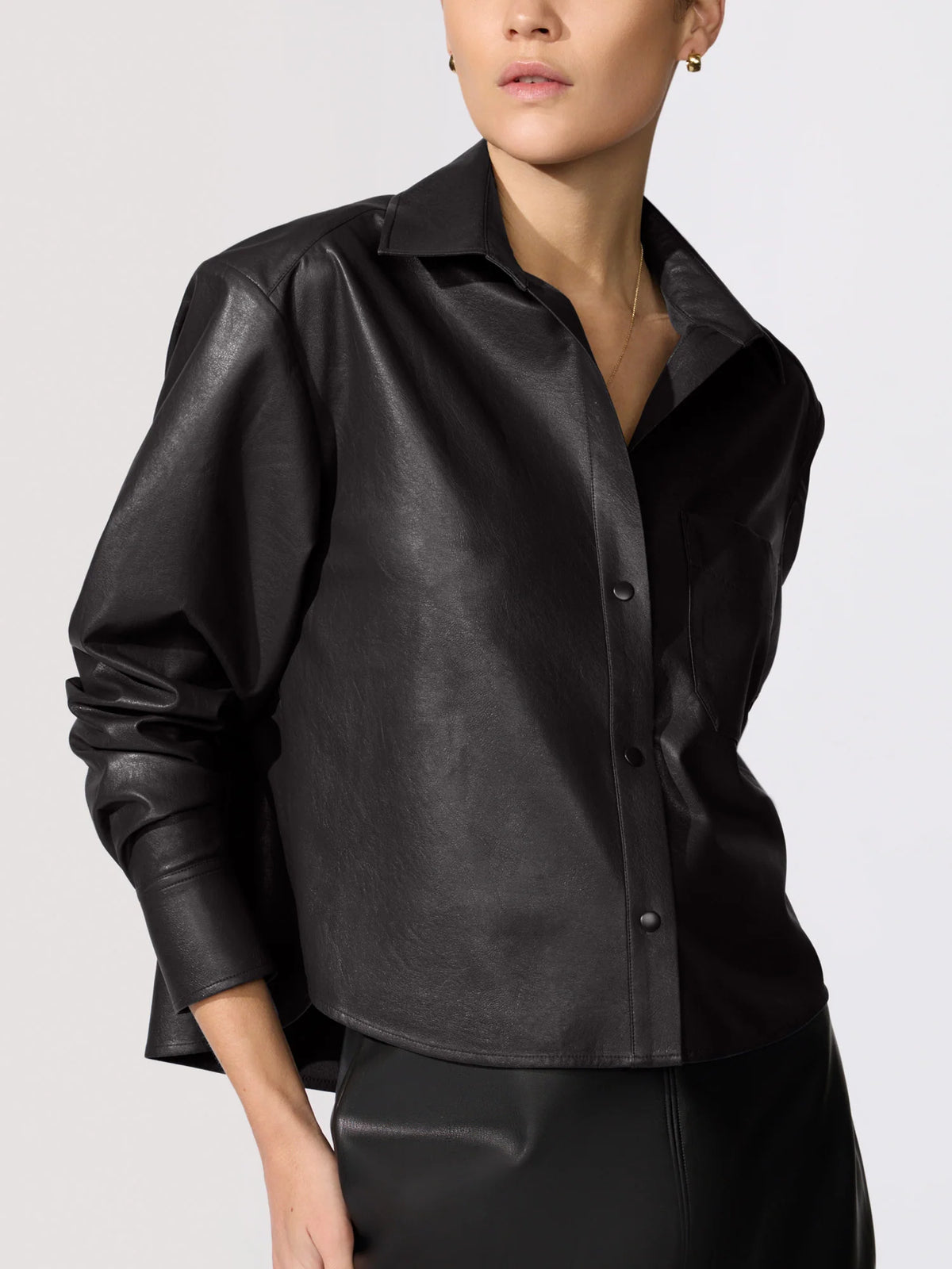 Brochu Walker - The Everyday Cropped Vegan Leather Shirt