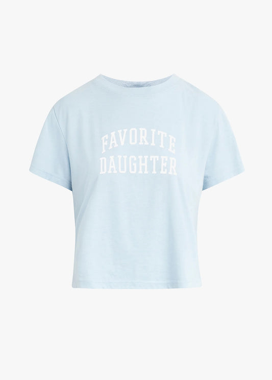 Favorite Daughter Cropped Tee Light Blue with White