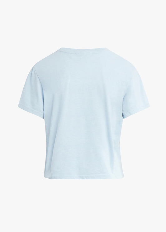 Favorite Daughter Cropped Tee Light Blue with White