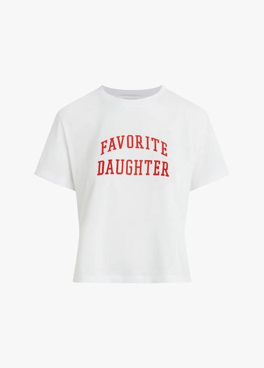 Favorite Daughter Cropped Tee - White with Red