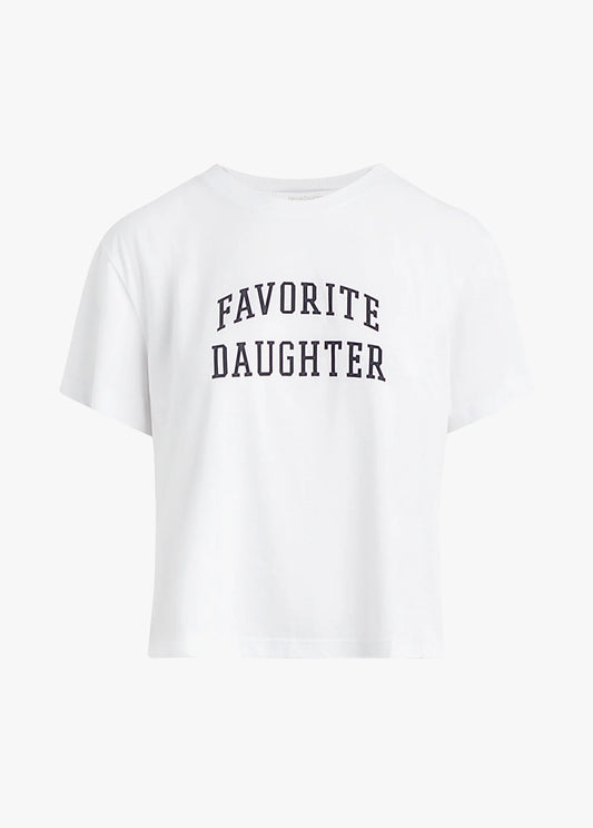 Favorite Daughter Cropped Tee - White with Navy