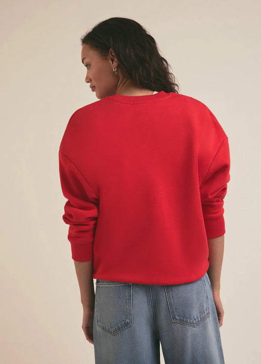 The Collegiate Sweatshirt - Haute Rouge W/ White