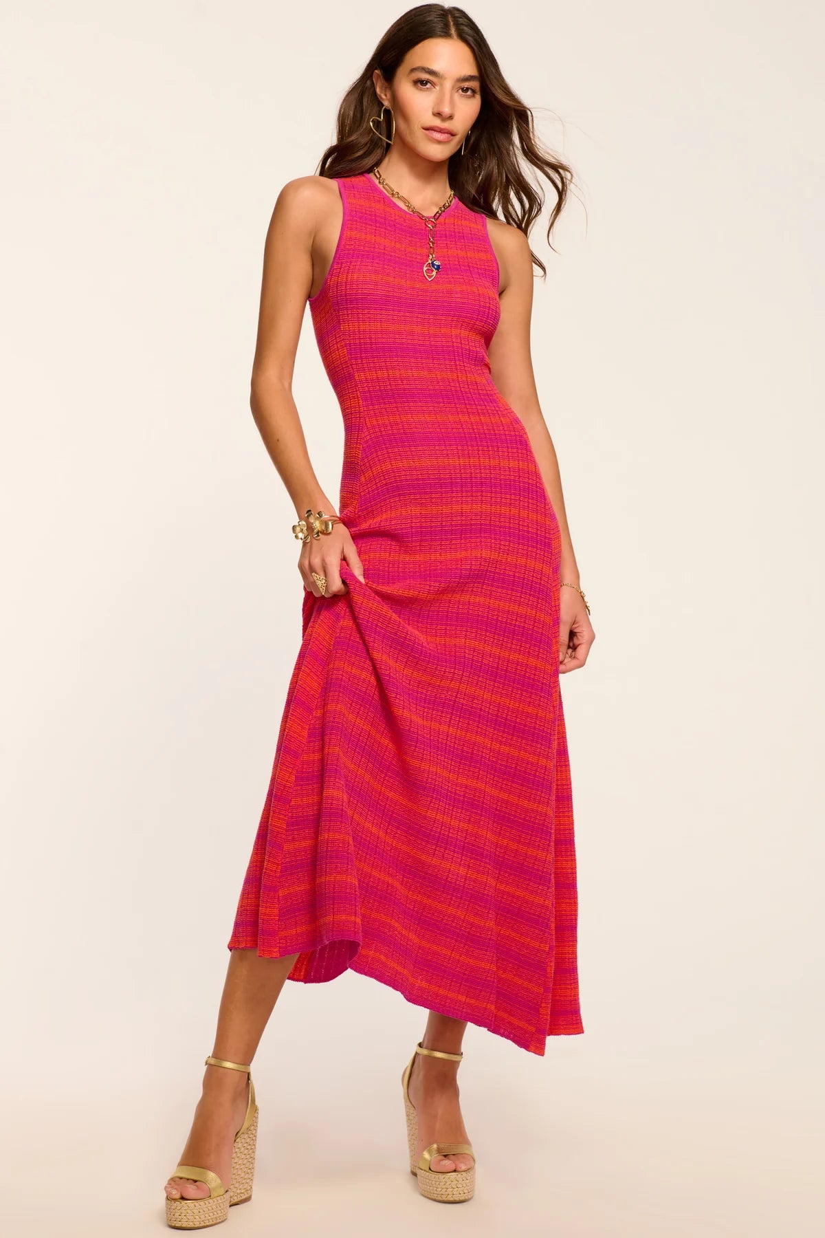 Ramy Brook Nora Textured Knit High Neck Dress
