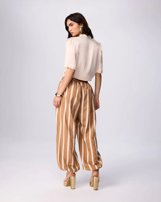 Theo Phaenna shoulder pleat tee- Ivory, Black